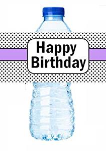 Happy Birthday Water Bottle Labels Bright Lavendar