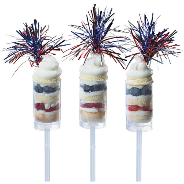 Independence Day Mylar Spray 4th of July -12pk Cupcake - Desert  Decoration Topper Picks