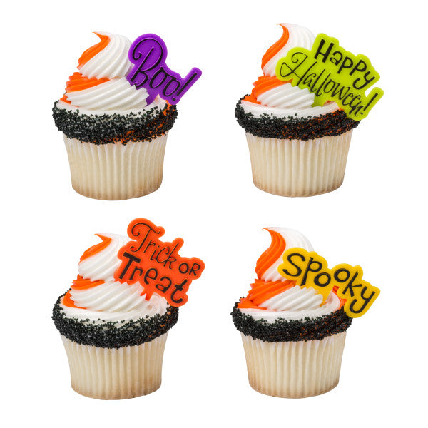 Halloween Greetings Cupcake - Desert - Food Decoration Topper Rings 12ct