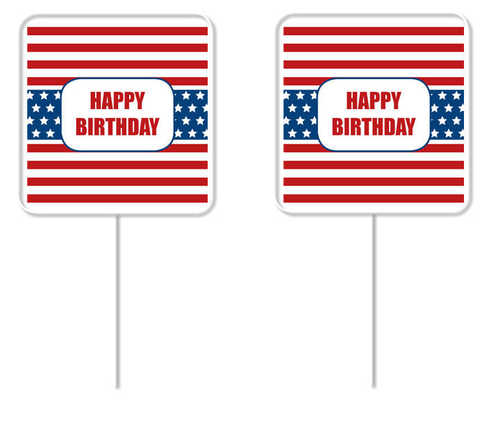 Happy Birthday American FlagTheme Cupcake Appetizer Food Picks -12pack