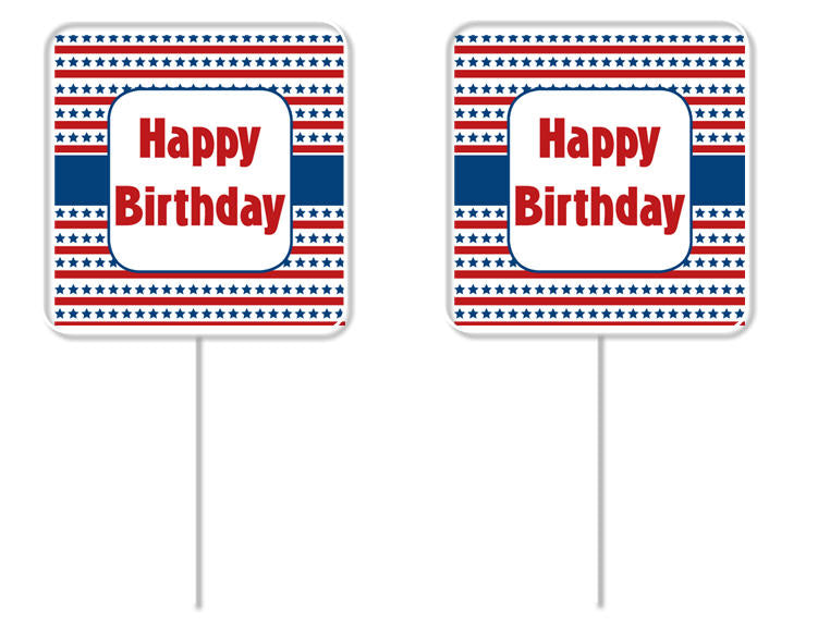 Patriotic Happy Birthday Cupcake Appetizer Food Picks -12pack