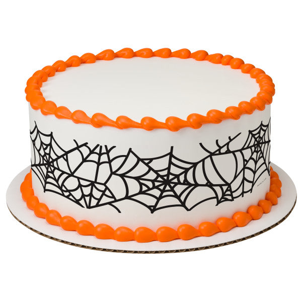 Spider Web Halloween Spooky Birthday Peel  & STick Edible Cake Topper Decoration for Cake Borders