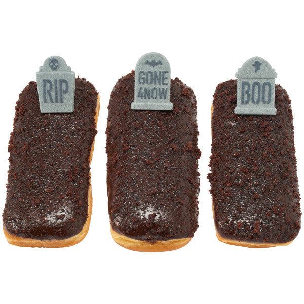 Graveyard Tombstone Halloween Edible Dessert Toppers Cake Cupcake Sugar Icing Decorations -12ct