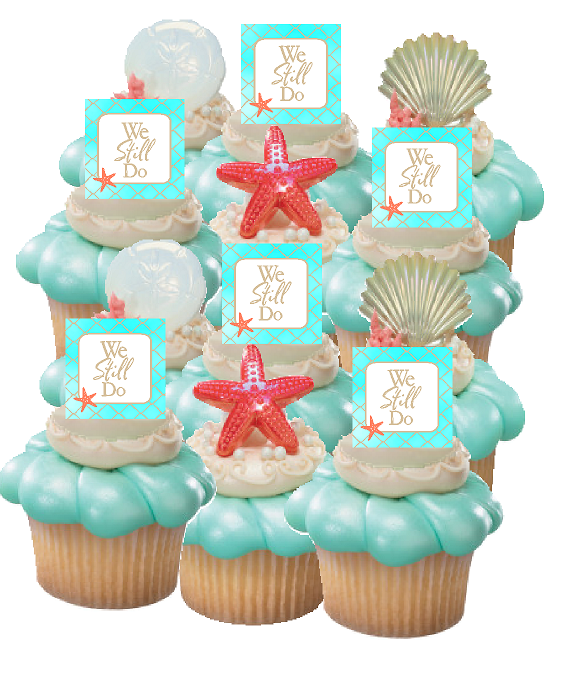 12pack We Still Do Beach Sand Seashells Cupcake Decoration Toppers