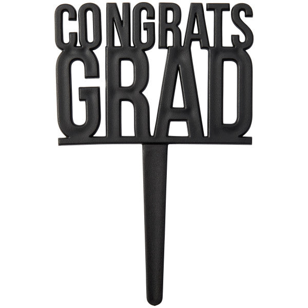 Black Congrats Grad Cake / Cupcake Decoration Picks -12ct