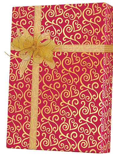 Red and Gold Scroll Valentine&
