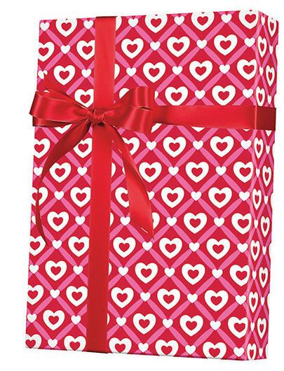 Heart Lattice Pink Red White Valetine Birthday - Special Occasion Gift Wrap Wrapping Paper-16ft