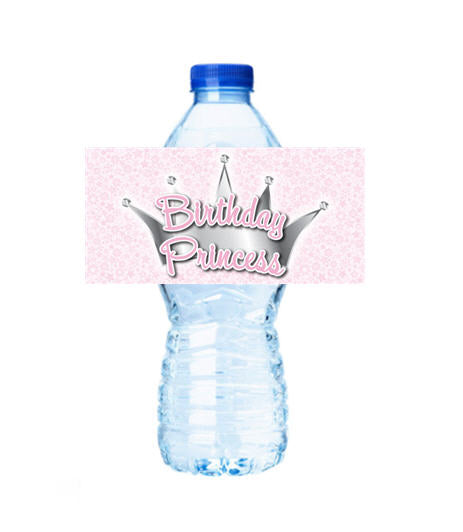Birthday Princess Personalized Party Decoration Water Bottle Label Stickers