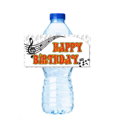 Happy Birthday Musical Personalized Party Decoration Water Bottle Label Stickers