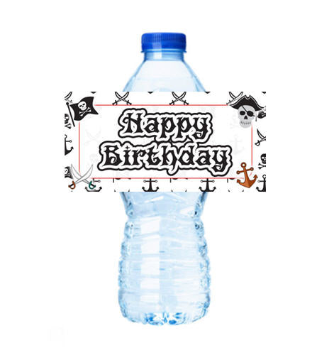 Happy Birthday Pirates Personalized Party Decoration Water Bottle Label Stickers