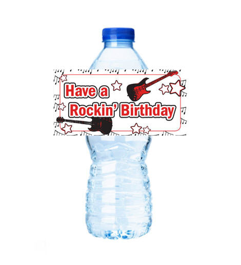 Have a Rockin Birthday Personalized Party Decoration Water Bottle Label Stickers