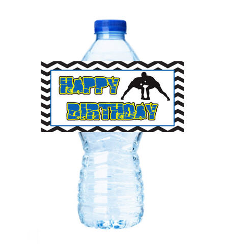 Happy Birthday Wrestling Personalized Party Decoration Water Bottle Label Stickers
